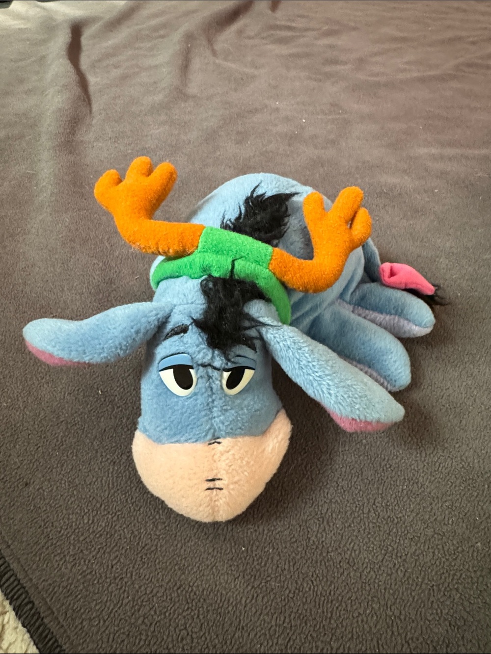 Eeyore Plush Toy Stuffed Animal - Blue with Orange Antlers Christmas